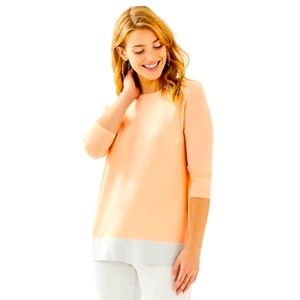 NWT Lilly Pulitzer Dayna Sweater Peach Flamingo and gray detail